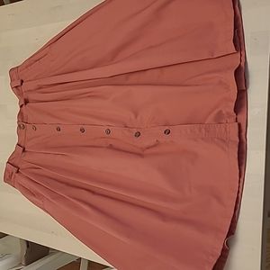 LIKE NEW VTG Karen Scott Pleated Muted Pink Button Down Front Skirt w/ Pockets